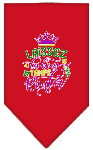 Laissez Les Bons Temps Rouler Screen Print Mardi Gras Bandana Red Large